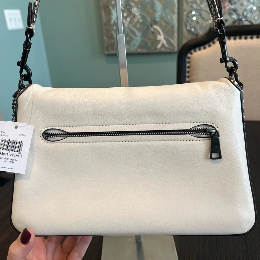 NWT Coach Soft Tabby Leather Shoulder Bag with snakeskin detail